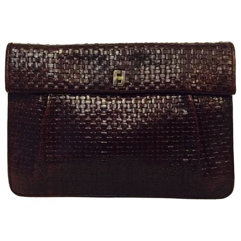 fendi black leather flap clutch|fendi clutch vintage.